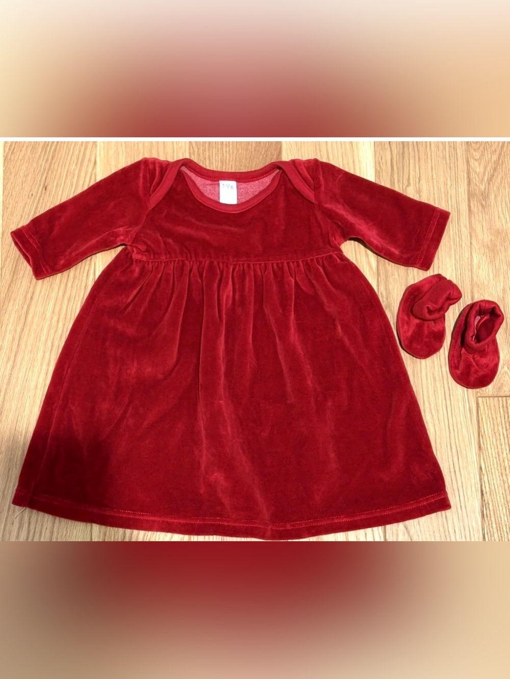 Y2K Vintage Baby Gap Newborn Velour Dress & Booties